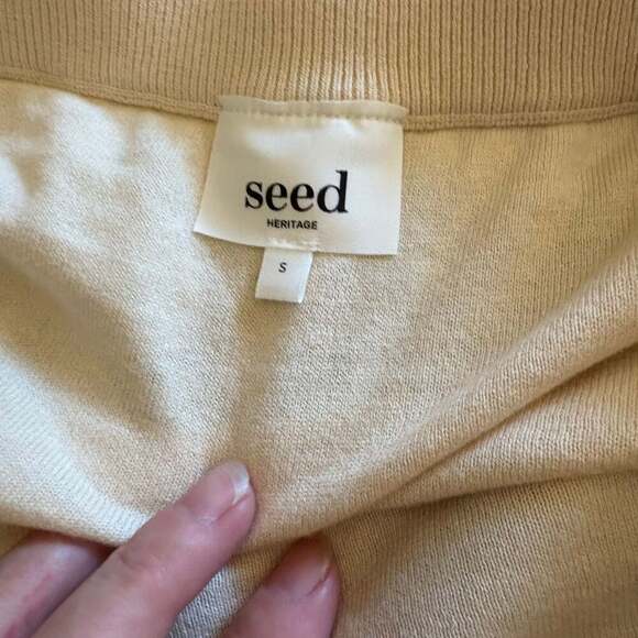 Seed Heritage Crochet Knit Crop Top & Skirt Set Brown Cream Boho Size Small - Picture 9 of 9